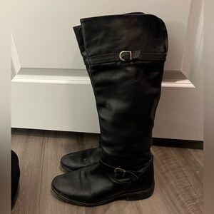 FRYE Black Knee-High Genuine Leather Boots